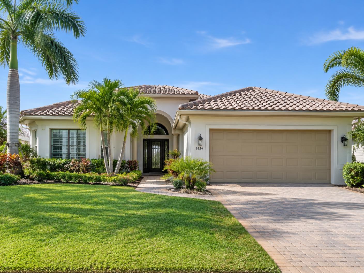 Illustrative example of a Florida home exterior with tiled roofline